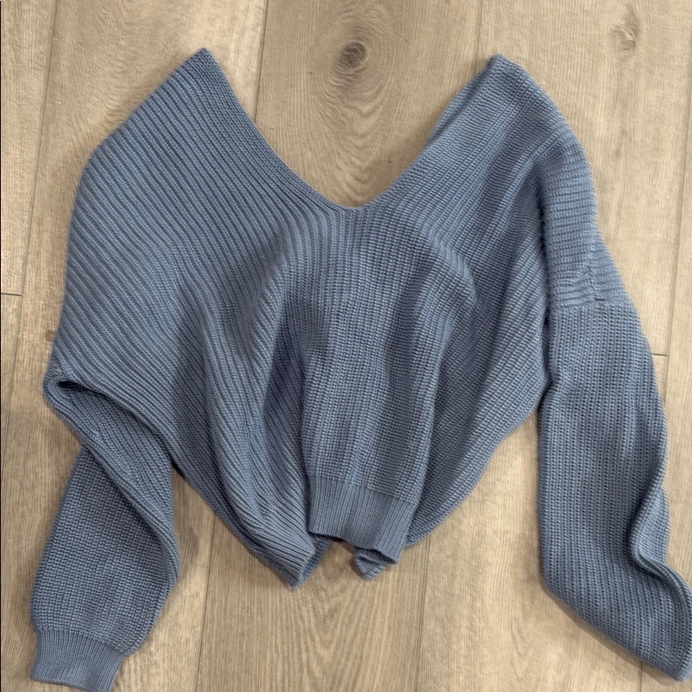 Blue V-Neck Women's Sweater